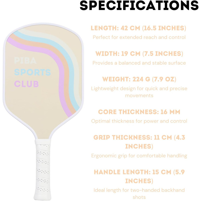 Професійна ракетка для піклболу PIBA Sports PRO Club Pro Series T700, T700 карбон, 16 мм стільникова основа, шорстка поверхня для топ-спіну, подовжена ручка, легка та точна, для досвідчених і професіоналів