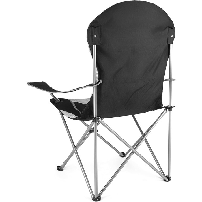 Зручний складаний стілець для кемпінгу Outtec: 130 кг, висока спинка, підсклянник, сумка, зелений (чорний)