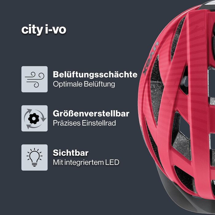 Велосипедний шолом uvex City i-vo для міста, з LED-підсвіткою, регульований розмір, для жінок і чоловіків, легкий