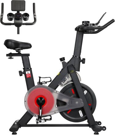 Велотренажер LIFERUN з регульованим опором, 0-100% магнітний опір, тихий велотренажер з LED-монітором, тримачем для планшету, для кардіотренувань вдома, до 120 кг, чорний