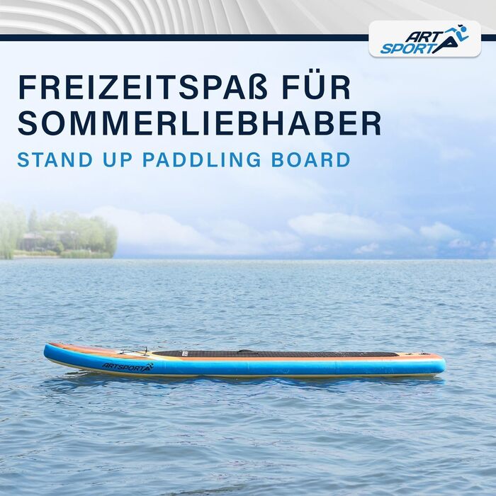 Набір для SUP-бордингу ArtSport надувний 320 см, до 150 кг: весло, насос, ліш, сумка та аксесуари - SUP Board Beach Rocker (біло-кольоровий)