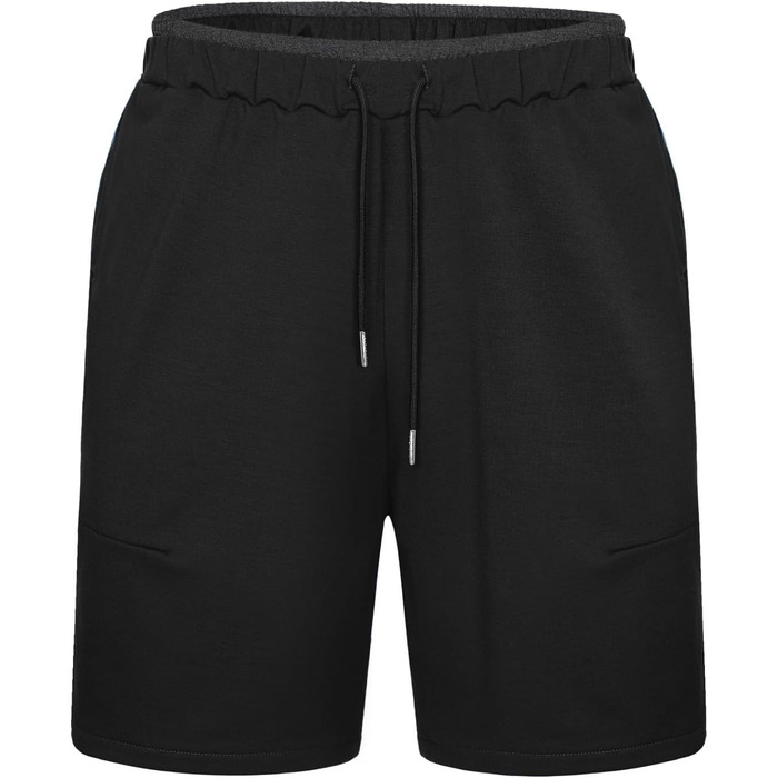 Чоловічі спортивні шорти Soer Activewear з кишенями та блискавкою, бавовняні шорти для бігу та відпочинку, чорні (XL)