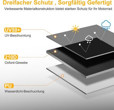 Захисний чохол для мотоцикла Toptrek Outdoor XXXL, водонепроникний, зимовий, з отвором для замка (265x105x125 см)