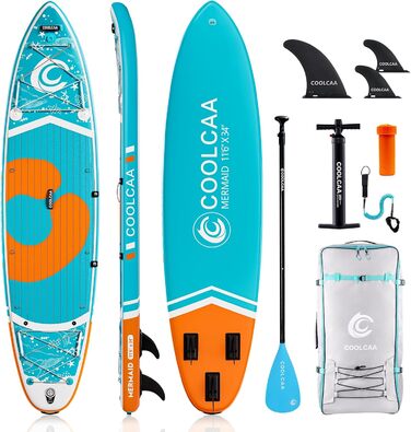 Надувна SUP-дошка COOLCAA 354x86x15 см з аксесуарами, вантажопідйомність до 210 кг, для дорослих і підлітків, преміум-якість