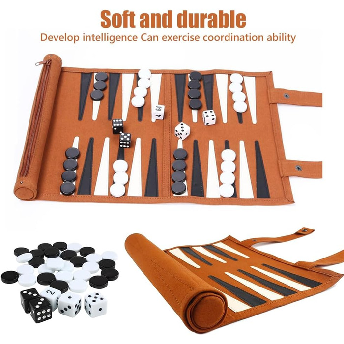 Набір для гри в шашки та нарди JOAASU, 25x35 см, шкіряний, для дорослих та дітей, ідеально для подорожей та кемпінгу