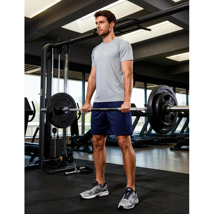 Чоловічі спортивні шорти 5 шт. з кишенями та еластичним поясом, швидковисихаючі, XL, чорний, графітовий, темно-синій, місячний сірий