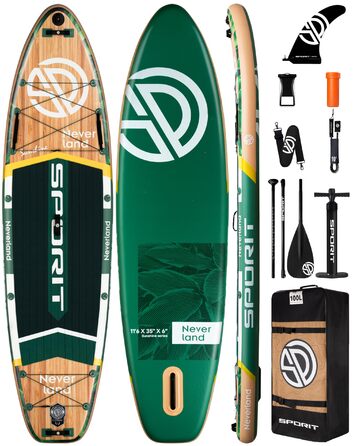 Надувне SUP-борд для дорослих, 204 кг, з сумкою та веслом (Хвойний)
