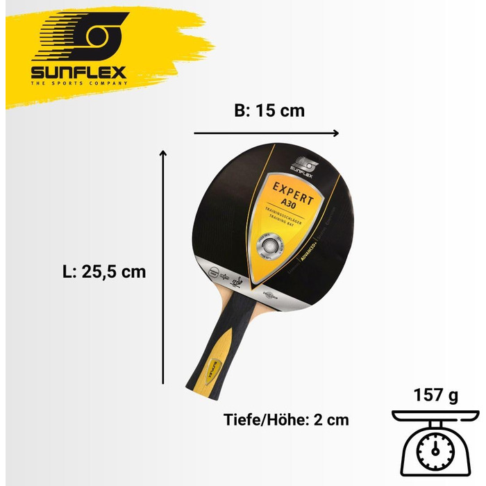 Ракетка для настільного тенісу Sunflex Expert A30 ITTF сертифікована, багатоколір