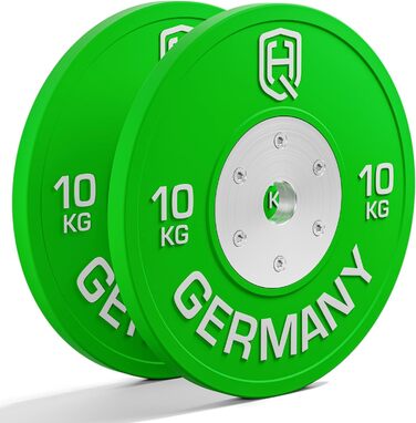 Професійні бамперні диски HQ Germany 10 кг, 50 мм, для штанги, комплект, IWF стандарт, сертифікат REACH, для змагань