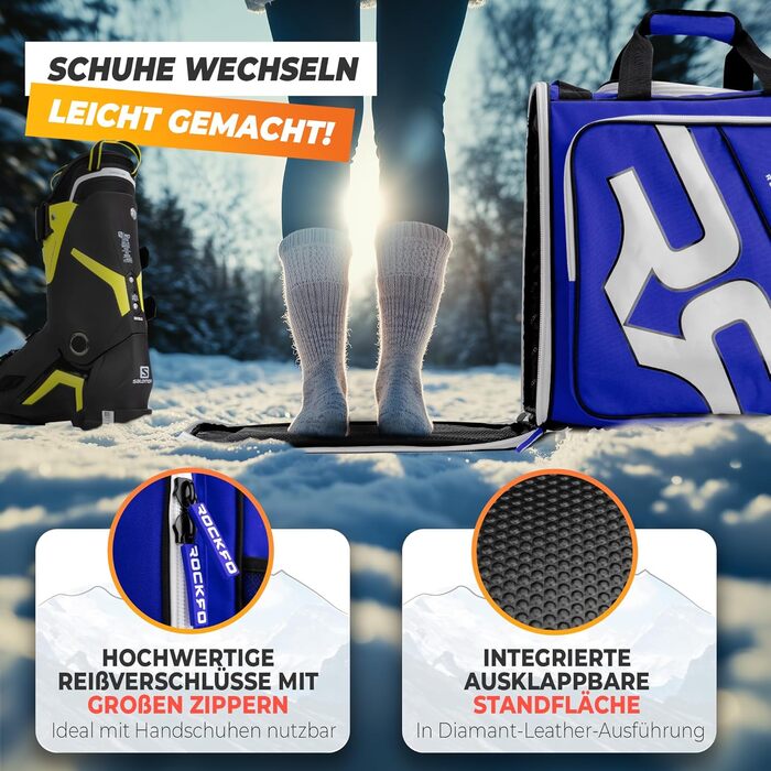 Сумка для лижних черевиків з відділенням для шолома, міцна, водонепроникна, 49L, блакитна