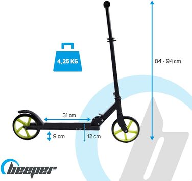 Механічний самокат BEEPER FW20 Nextgen для дітей і підлітків 6-15 років, складаний, синій, 87 x (84-94) x 32 см