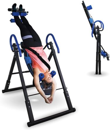Інверсійний стіл Mobiclinic Fitness, складаний, сталевий, з регулюванням нахилу до 180°, до 120 кг, з подушкою для попереку та підголівником, 4 системи безпеки, для розтяжки та вправ на прес