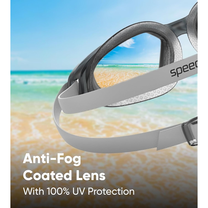 Окуляри для плавання Speedo Hydropulse - унісекс, комфортна посадка, регульована конструкція (білий/слон/світло-димний колір)