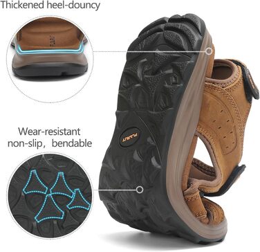 Чоловічі сандалі FLARUT для туризму та відпочинку на природі. Зручні сандалі з натуральної шкіри для літа. Розмір 40 EU, Колір: Коричневий