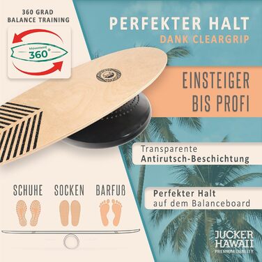 Балансборд JUCKER HAWAII Trick & Surf з натурального дерева, нековзка поверхня, набір Wave з корковим роликом і подушкою