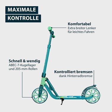 Самокат HUDORA BigWheel 205 Advanced Daydream - для дорослих та дітей до 100 кг, складаний, з регульованою висотою