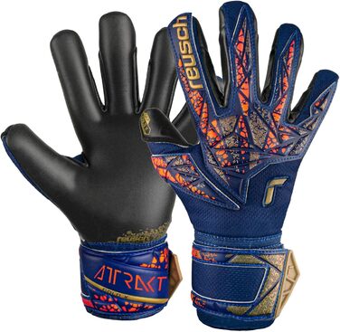 Дитячі воротарські рукавички Reusch Attrakt Gold X Junior, сині-золоті-чорні, розмір 7, унісекс