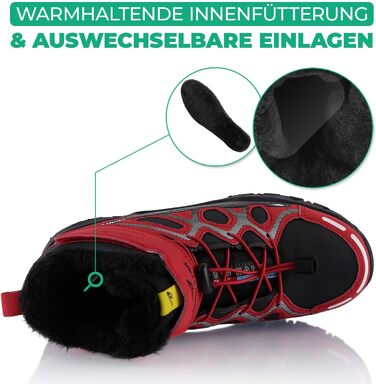 Черевики для піших прогулянок для жінок та чоловіків, зимові, теплі, з підкладкою, сірі та білі (45 EU, червоні та чорні)