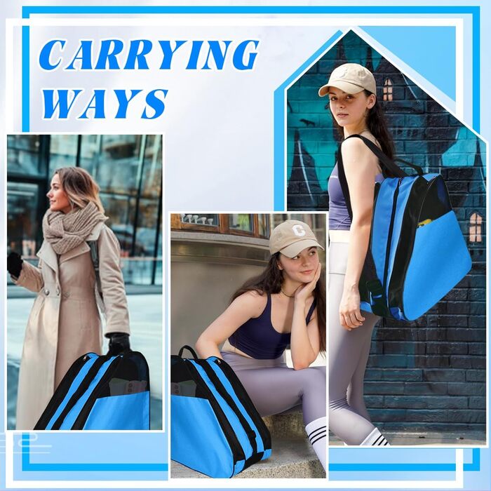 Чохол для роликових ковзанів, сумка для роликів, ice roller skating bag, сумка для ковзанів, сумка для лиж, сумка для скейтборду, доросла сумка для хокею, для чоловіків та жінок (Блакитний)