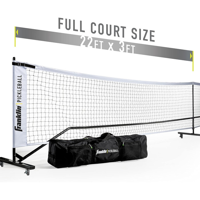 Портативна сітка для піклболу Franklin Sports 6,7 м з колесами та сумкою для транспортування, офіційний розмір, для вулиці