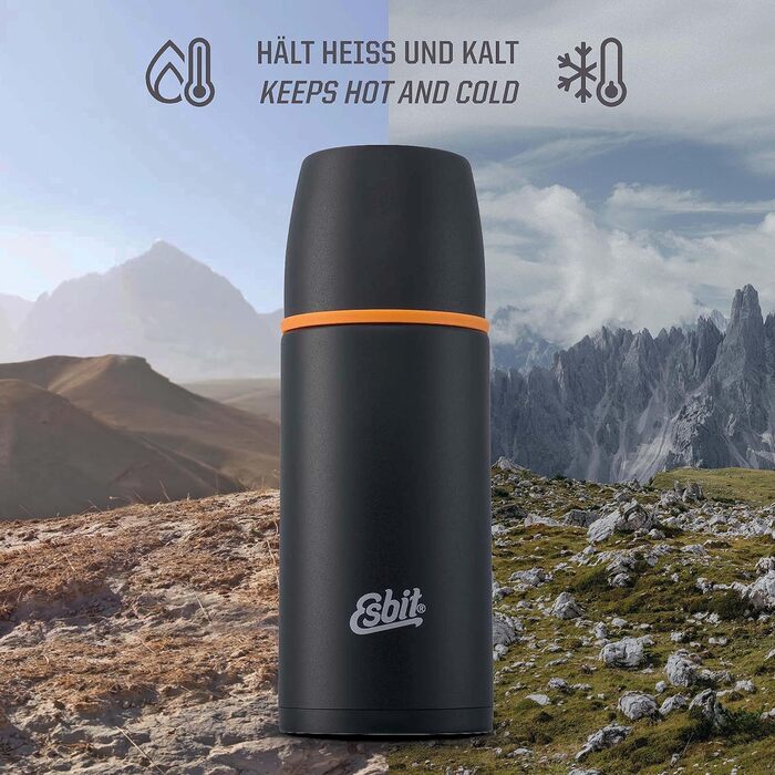 Термос Esbit Classic 750 мл з нержавіючої сталі, чорний, для гарячих і холодних напоїв, з 2 чашками