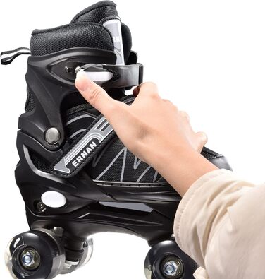 Дитячі ролики Inlines Flash, роликові ковзани, ролики для початківців, регульовані, для катання в приміщенні та на вулиці, чорний колір, розмір L (EU 38-42)