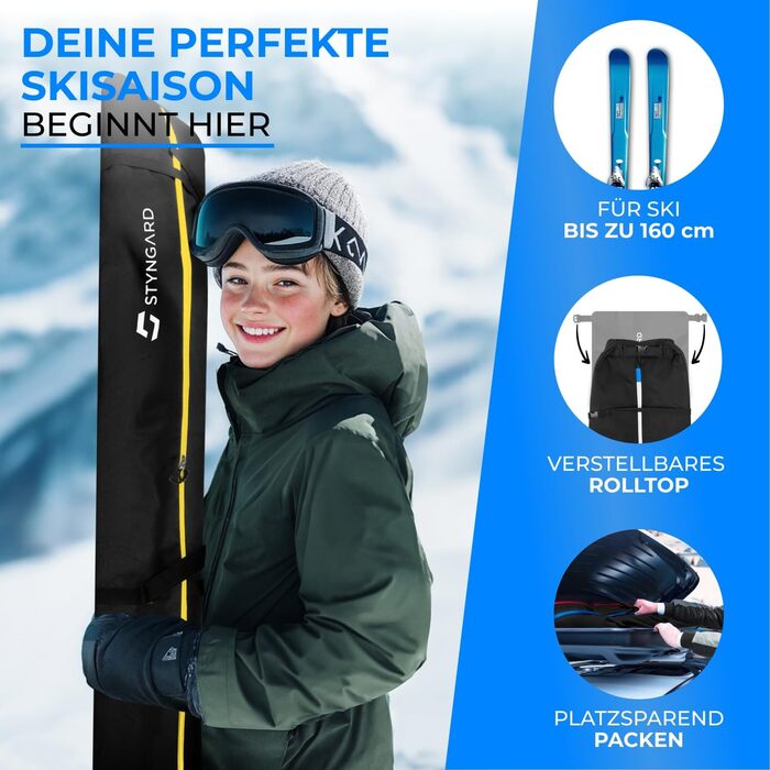 Дитячий мішок для лиж STYNGARD Andermatt (160 см) - міцний, з надійними застібками