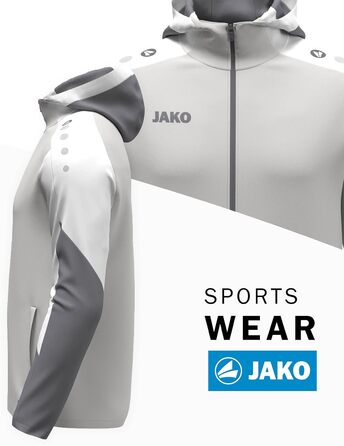 Чоловіча спортивна куртка-худі JAKO Dynamic (розмір 4XL, колір світло-сірий/білий/сірий)