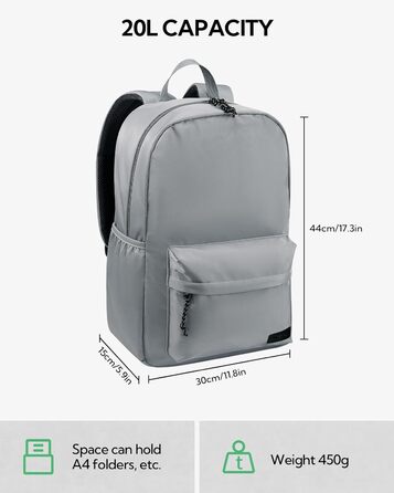 WATERFLY 20L легкий шкільний рюкзак із відділенням для ноутбука, універсальний міський рюкзак для чоловіків і жінок, для школи, роботи, спорту, подорожей та туризму