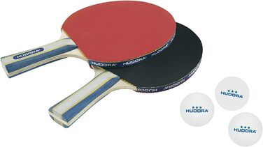 Набір для настільного тенісу Hudora New Contest 2.0: 2 ракетки та 3 м'ячі (76245)