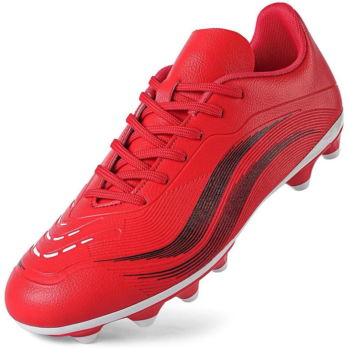 Футбольні бутси для чоловіків та хлопців, шипові, з мікрофібри, для штучного покриття, професійні, для тренувань та гри, біло-червоні (41 EU)