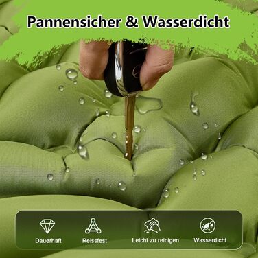 MEIJO Килимок для кемпінгу самонадувний, ізомат, туристичний килимок, Ultraleicht з насосом для ніг, товстий, для відпочинку на природі, у наметі, на пляжі, блакитний & сірий (зелений & сірий)