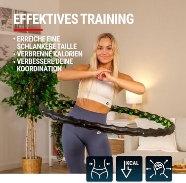 Обруч Hop-Sport Hula Hoop для дорослих, 64 масажні виступи, 8 секцій, 98 см – масажний хулахуп для схуднення та тренування пресу