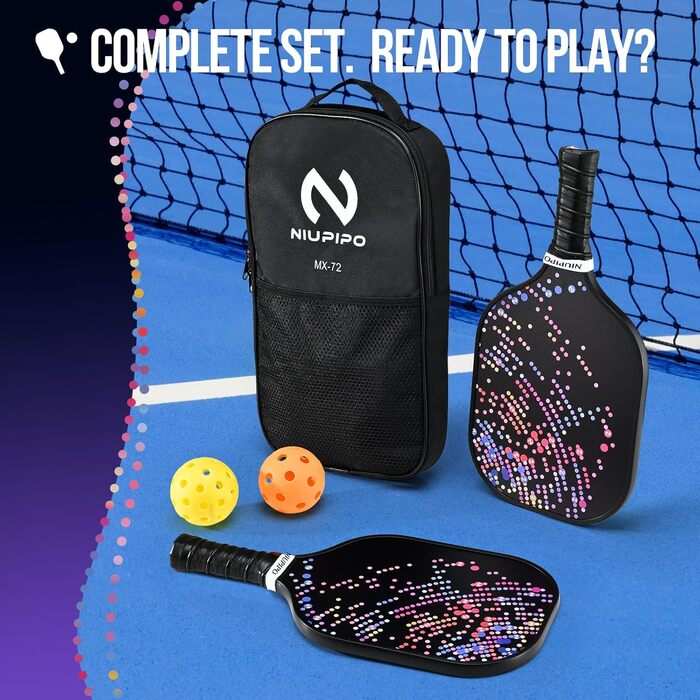 Набір ракет для піклболу Niupipo: 2 шт., фіберскла, легкі, з чохлом