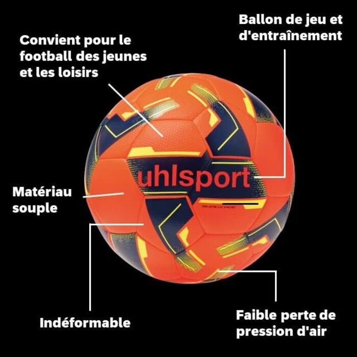Дитячий футбольний м'яч Uhlsport 290 Ultra LITE Synergy, розмір 4, для гри та тренувань, до 10 років, помаранчево-синій, з набором голок для накачування