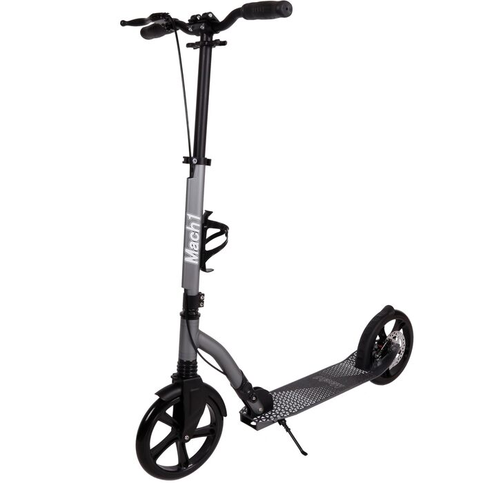 Самокат міський Mach1 Kick Scooter ALU з дисковим гальмом, колеса 250x30 мм, сірий XXL - для дорослих та дітей, складаний