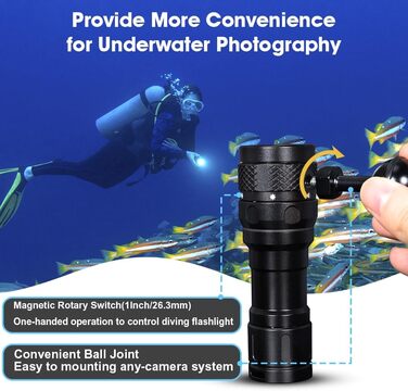 Willcrew DX70: Потужний водонепроникний дайверський ліхтар з регулюванням яскравості та UV/Red світлом, 3000 люменів, 100 метрів, для дайвінгу та фото/відео зйомки під водою