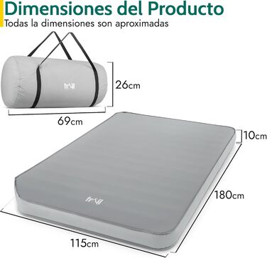 Каремат туристичний самонадувний Trail Outdoor 200x70x10 см з піною Memory Foam для кемпінгу та відпочинку