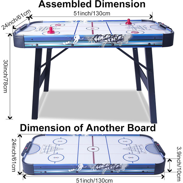 Ігровий стіл HLC 3 в 1: Аір-хокей, шафлборд, кёрлінг, боулінг – 130 см