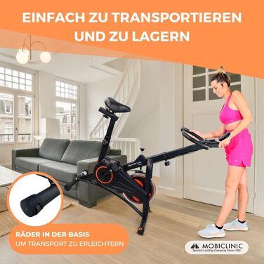Велотренажер Mobiclinic Fitness Makalu, 10 кг маховик, регульований опір, LCD-дисплей, пульсомір, тримач для пляшки та смартфона, європейський бренд