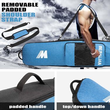 Чохол для сноуборду MERALIAN для подорожей літаком, 165 см, чорний/синій. Зберігає сноуборд, черевики, одяг, шолом та спорядження.