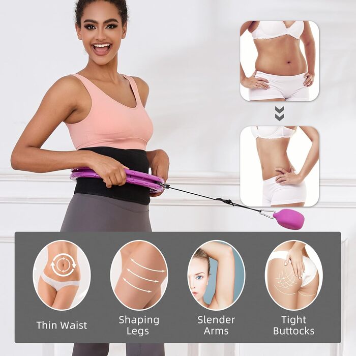Гнучкий обруч для схуднення Weighted Fit Plus Size (фіолетовий) з масажним ефектом, 32 секції, для початківців та дорослих