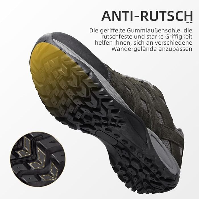 Черевики для хайкінгу чоловічі - дихаючі трекінг-кросівки для походів та хайкінгу, неслизькі та легкі, сірий (42 EU)