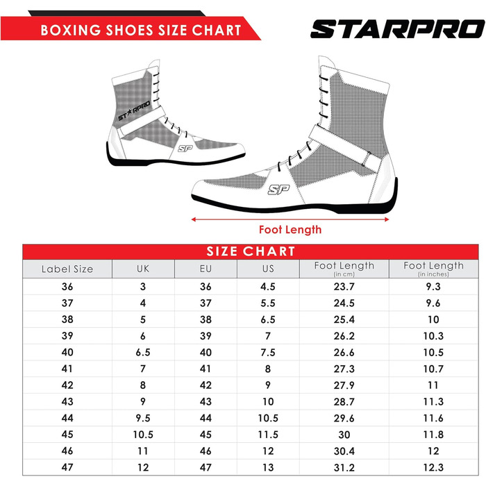 Боксерські чоботи Starpro Superior - для боксу, ММА, муай-тай, кікбоксингу, спарингу. Чорно-білі, розмір 48 EU, гумова підошва