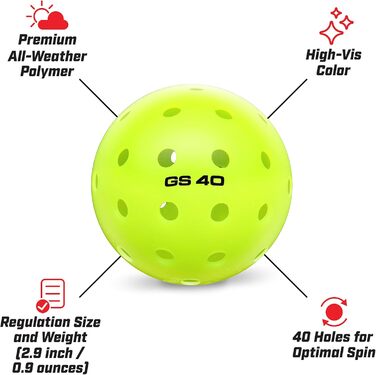 Піклбол м'ячі GoSports GS 40, 36 штук, для тренувань та змагань
