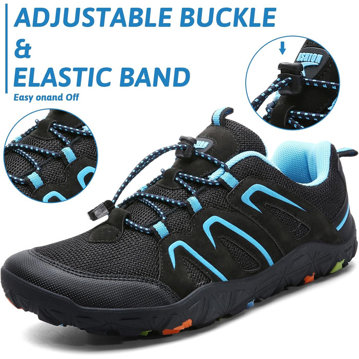 Дитячі трекінгові черевики Littleplum для хлопчиків, підошва для босоногих, дихаючі, антиковзні, чорно-сині, 35 EU