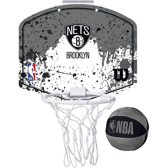 Баскетбольний міні-кошик Wilson NBA Brooklyn Nets, універсальний розмір, для дорослих і дітей