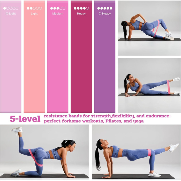 Набір для пілатесу 13 шт: кільце, фітнес-м'яч, еластичні стрічки, масажне кільце, для дому та фітнесу, рожевий