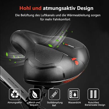 Велосипедне сідло Lachesis: комфортне, гелеве, з підвіскою для чоловіків та жінок. Підходить для MTB, шосе та трекінгових велосипедів (червоний)