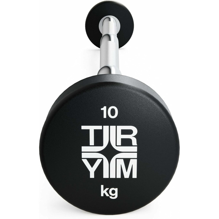 Штанга Trym SZ з гумовими дисками, 10-50 кг, сталева, 89 см, нековзка ручка, для фітнесу та бодібілдингу